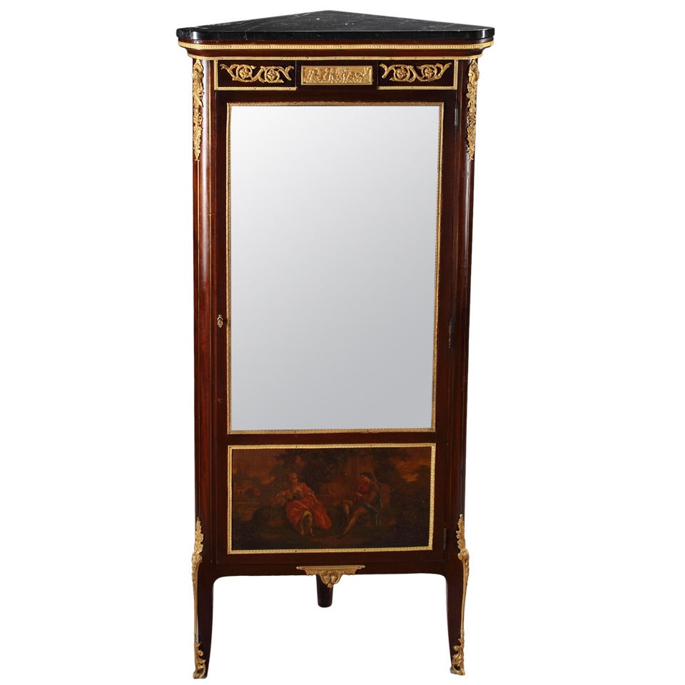 French Ormolu Mounted Louis XV / XVI Style Corner Cabinet For Sale