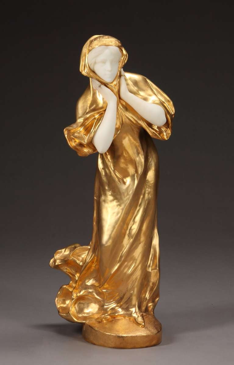 An Italian Ormolu Gilt-Bronze and White Marble Sculpture 