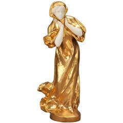 An Italian Ormolu Gilt-Bronze and White Marble Sculpture "Coupe de Vent"