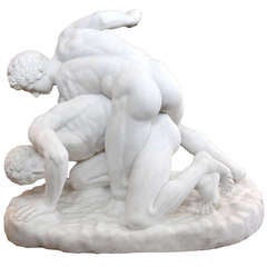 An Italian White Marble Sculpture of Roman Wrestlers by Antonio Frilli 7