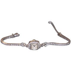 14-Karat White Gold Platinum and Diamonds Hamilton Vintage Ladies Wrist Watch