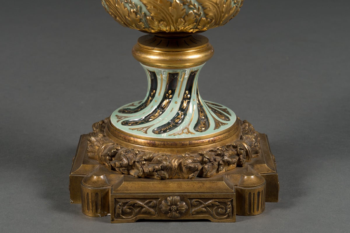 19th Century Large Austrian Royal Vienna Bronze Mounted covered Vase, circa 1890 For Sale