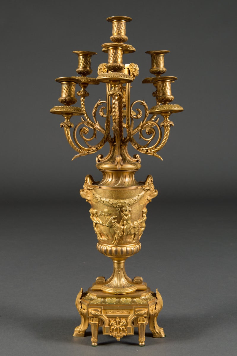 A Pair of 19th Century French ormolu Candelabras attr. to F. Barbedienne For Sale 2
