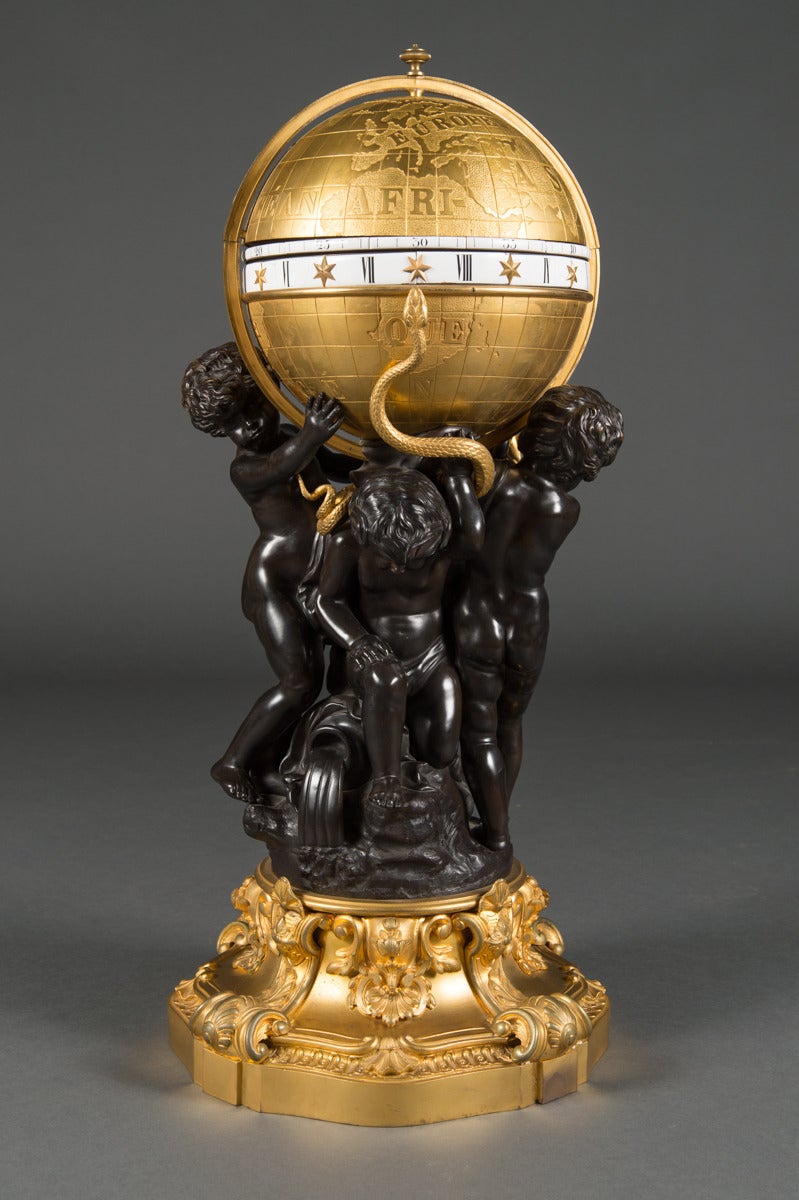Napoléon III Important ensemble d'horloge rotative cercles tournants de Deniere en vente