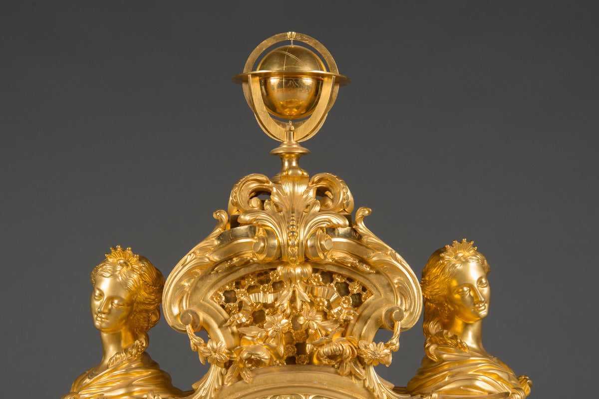 A very fine and monumental ormolu bronze clock mantel by Maison Marquis, movement by Languereau,

Paris, late 19th century.

The dial Signed 'Marquis A Paris'; Movment signed 'M.Marquis, Chaumont Languereau.'

Dimensions: Height 38.5