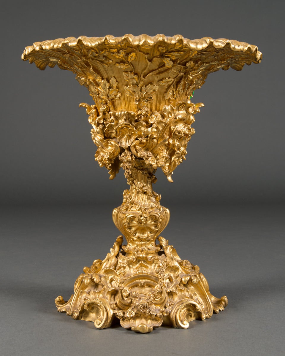 Gilt A Large 19th Century French Ormolu Bronze Centerpiece
