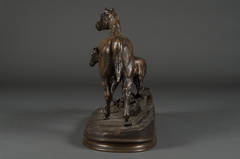 Pierre Jules Mene, French Normandy Mare and Foal Sculpture