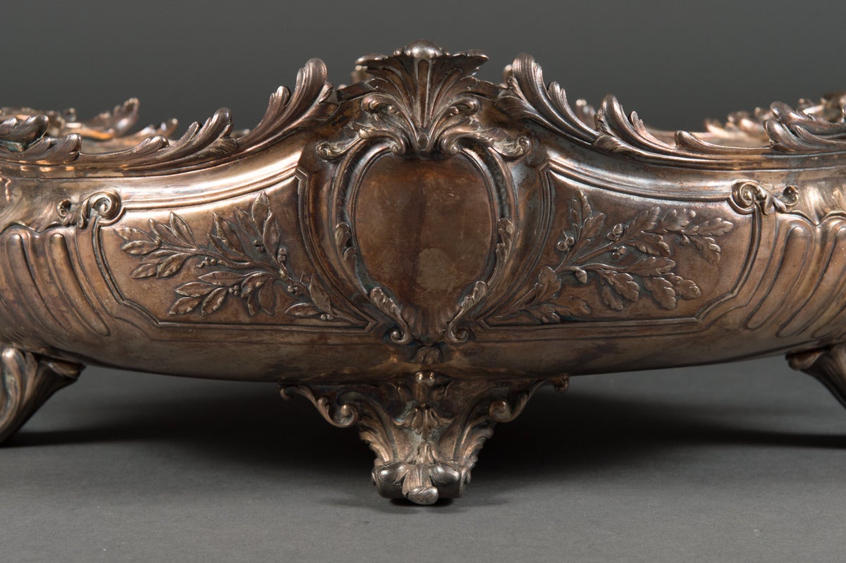 Late 19th Century Christofle Silvered Bronze Centerpiece and Mirrored Plateau