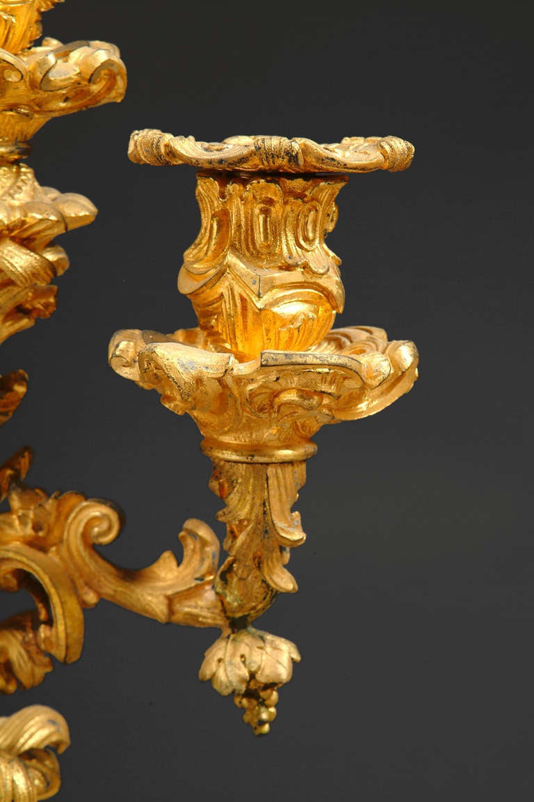 Pair of French gilt-Bronze Candelabras In Good Condition For Sale In Los Angeles, CA