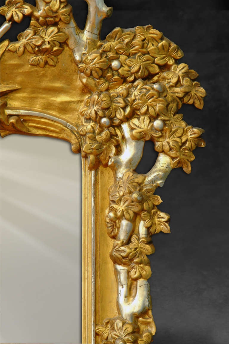Französisch Napoleon III vergoldet und versilbert geschnitztem Holz und Gesso in voller Länge Spiegel (Napoleon III.) im Angebot