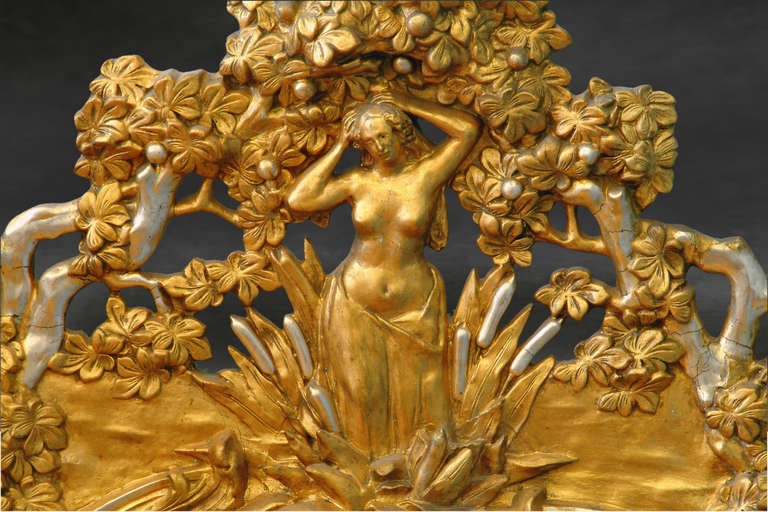 Französisch Napoleon III vergoldet und versilbert geschnitztem Holz und Gesso in voller Länge Spiegel (19. Jahrhundert) im Angebot