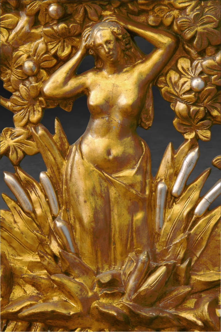 Französisch Napoleon III vergoldet und versilbert geschnitztem Holz und Gesso in voller Länge Spiegel (Vergoldetes Holz) im Angebot