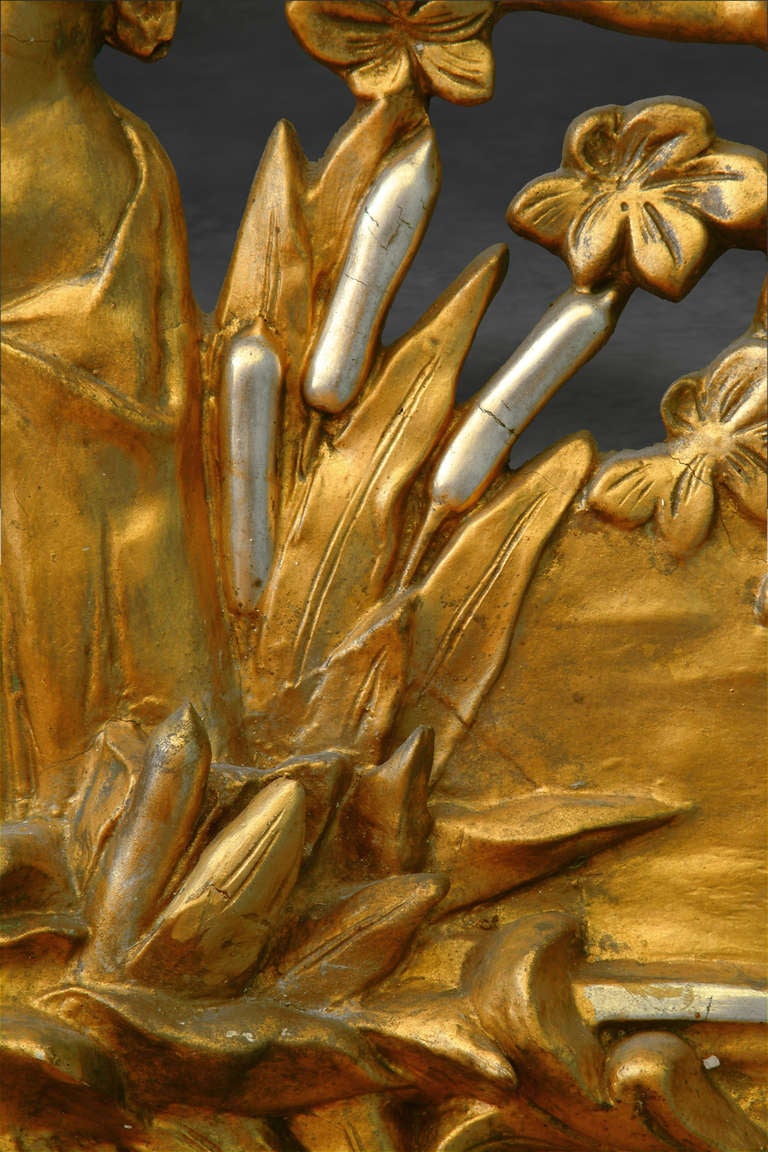 Französisch Napoleon III vergoldet und versilbert geschnitztem Holz und Gesso in voller Länge Spiegel im Angebot 1