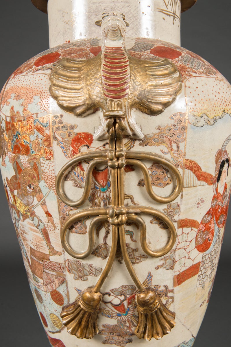 Large and Monumental Japanese Satsuma Vase with Base and Cover, Meiji Period 3