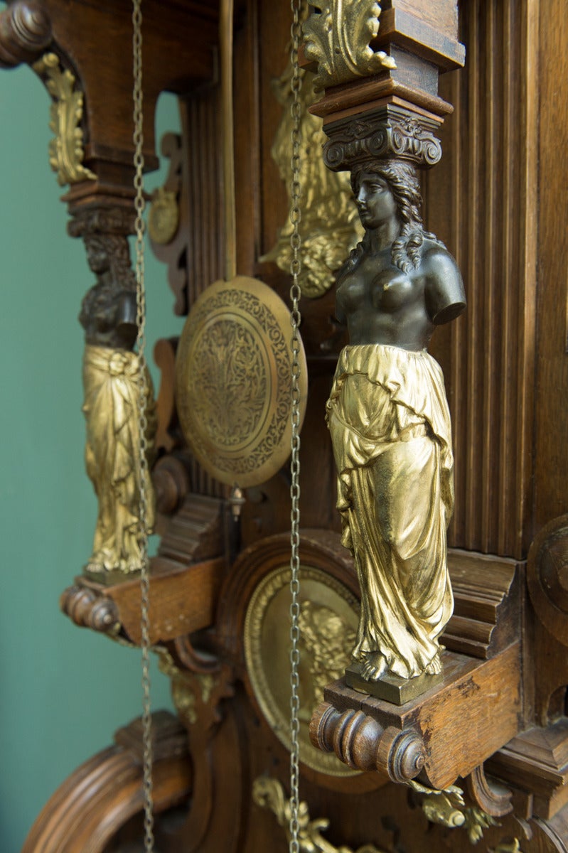 Bronze A Fine Austrian Antique Patinated and Ormolu-Mounted Oak grandfather clock