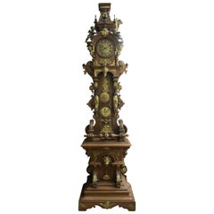 A Fine Austrian Antique Patinated and Ormolu-Mounted Oak grandfather clock