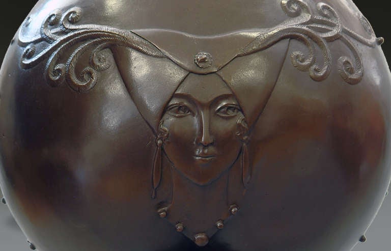 French Erté Bronze Bowl 