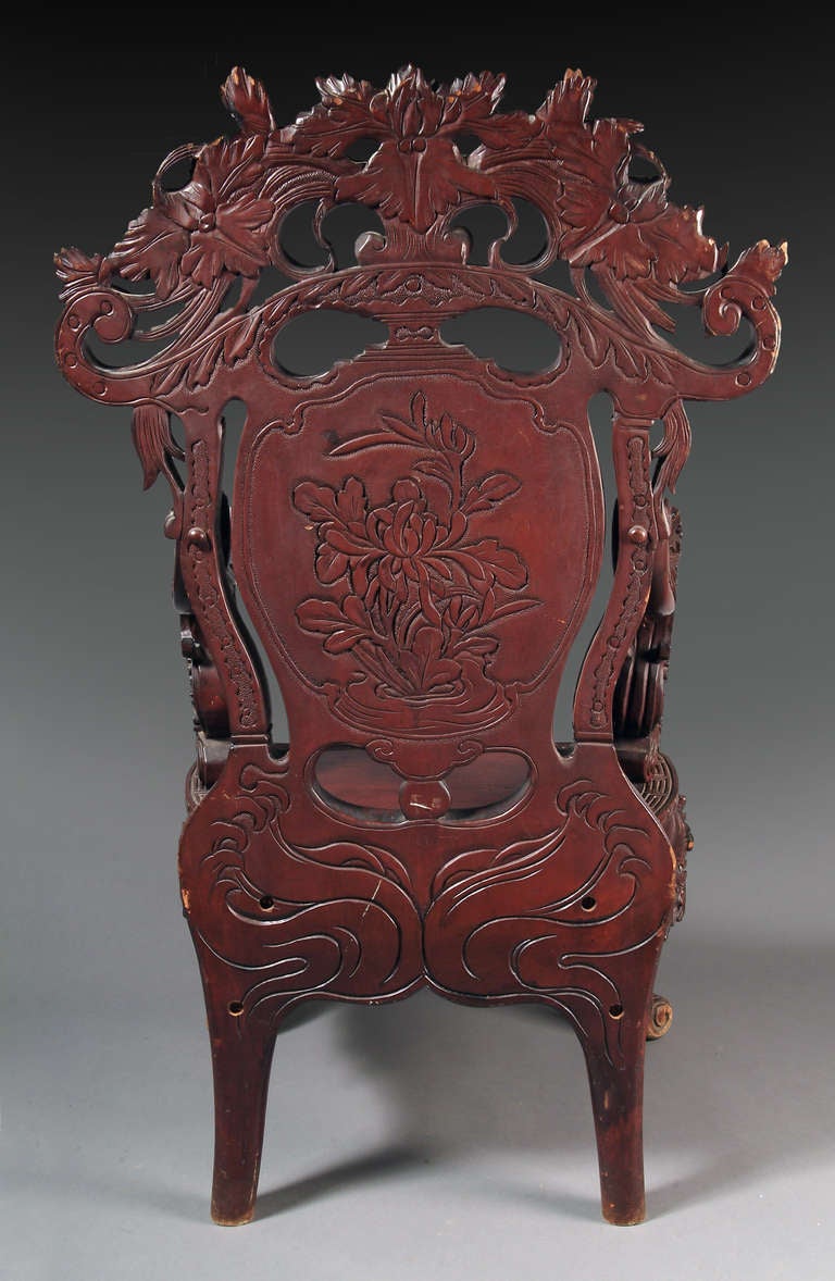 Antique Chinese Carved Hardwood Arrmchair 2