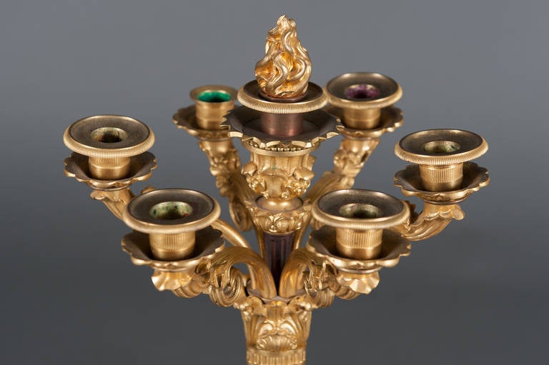 Pair of 19th Century French, Louis XVI Style Gilt Bronze Candelabras In Excellent Condition For Sale In Los Angeles, CA