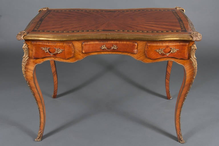 French Louis XV style gilt bronze mounted and painted desk.