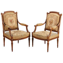 Pair of 19th Century French Aubusson Tapestry Chairs
