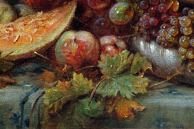 Oil on Canvas of a Young Lady with a Basket of Fruit by Hans Zaztka 1