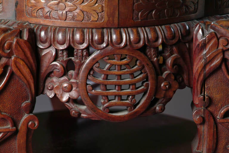 Japonisme Japanese Rosewood Hand Carved Pedestal For Sale