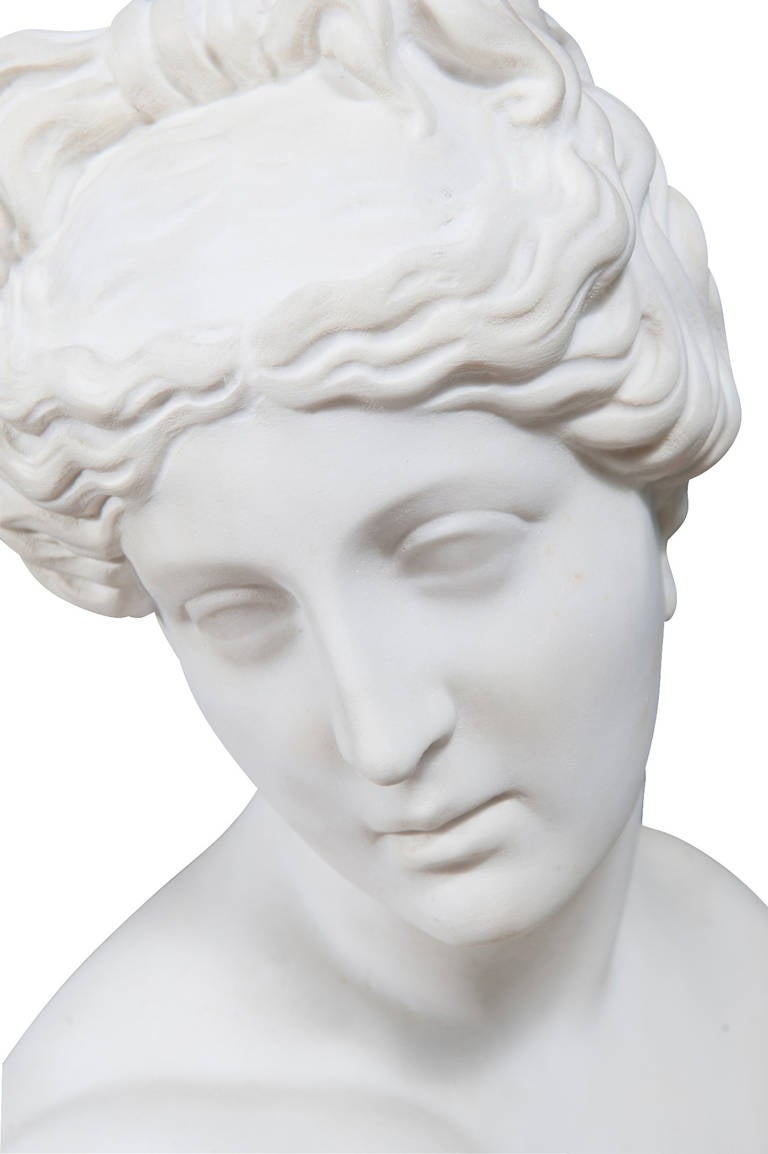 Figure en marbre du 19ème siècle représentant la Vénus accroupie sur un piédestal en vente 5