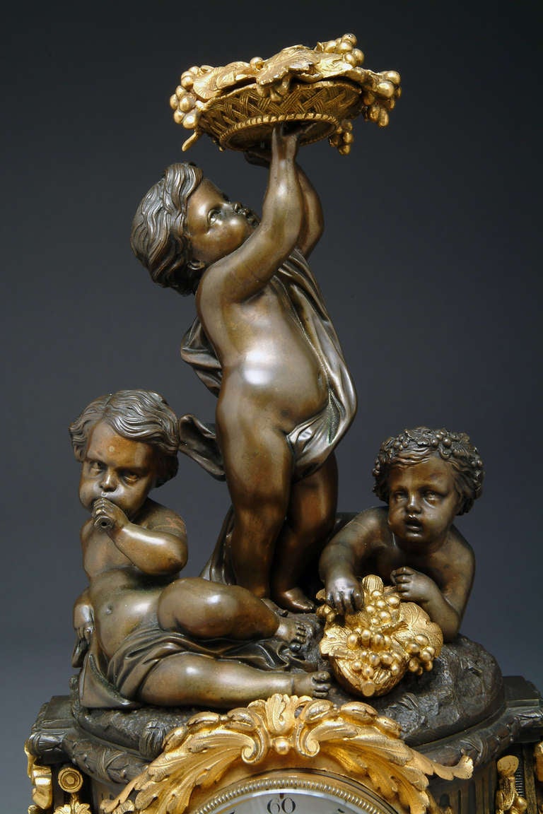 Antique French Figural Clock By Raingo Freres Paris In Good Condition In Los Angeles, CA