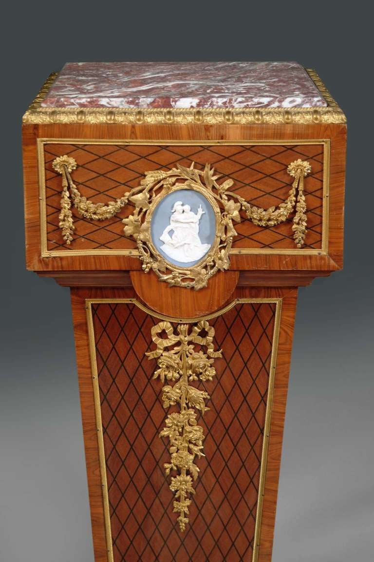 Louis XVI Pair of 19th century Gilt-bronze Mounted Parquetry Pedestals