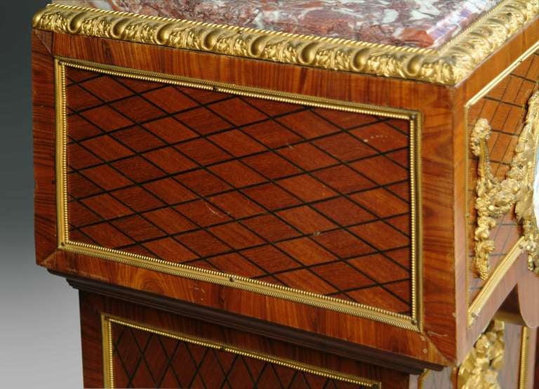 Bronze Pair of 19th century Gilt-bronze Mounted Parquetry Pedestals