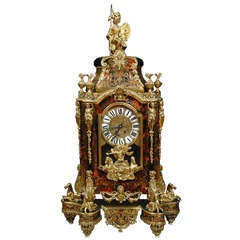 Large Gilt Bronze Mounted Boulle Style Marquetry Bracket Clock