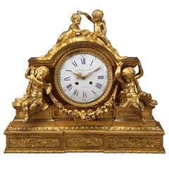 A French Antique Napoleon III Gilt Bronze Mantel Clock by Henry Picard