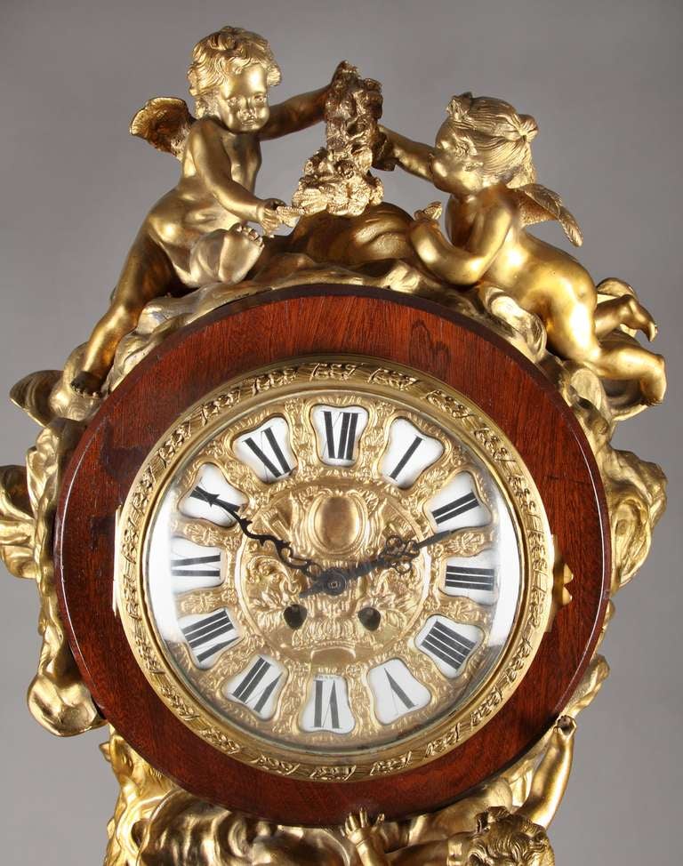 19th Century A Fine Antique French Gilt Bronze Mounted Mahogany Tall Case Clock