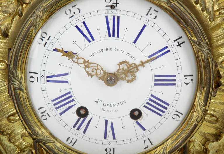 19th Century Belgian Gilt Bronze Louis XV Style Mantel Clock In Good Condition In Los Angeles, CA