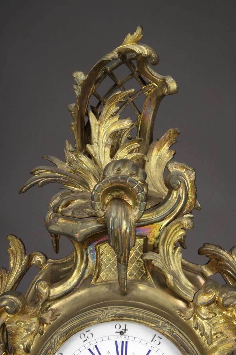 19th Century Belgian Gilt Bronze Louis XV Style Mantel Clock For Sale 1