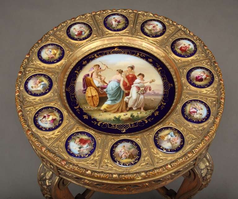 19th Century Austrian Royal Vienna Porcelain Gueridon table In Excellent Condition For Sale In Los Angeles, CA