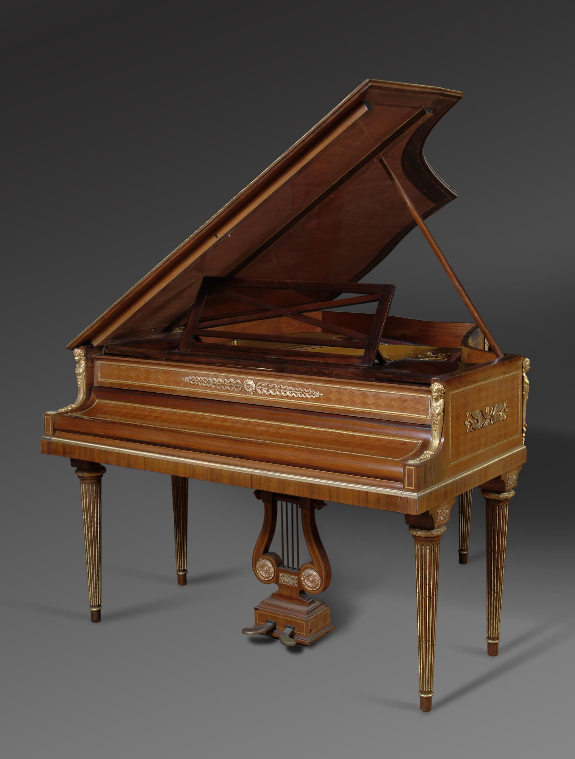 French Ormolu-Mounted and Parquetry Baby Grand Piano by Ignaz Playel