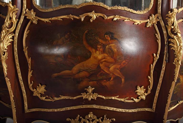 A French Louis XV Style Ormolu-Mounted Mahogany and Vernis Martin Vitrine 3