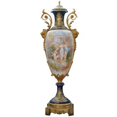 Monumental 19th Century French Sevres Style Porcelain Covered Urn