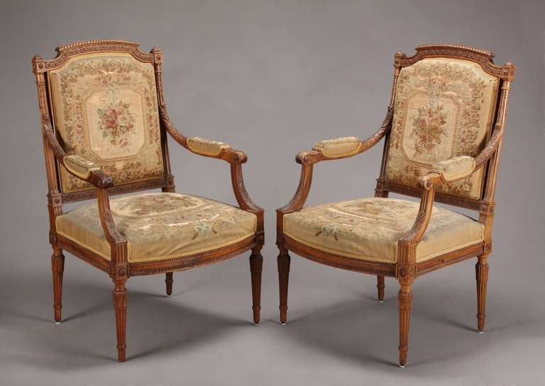Pair of 19th Century French Aubusson Tapestry Chairs