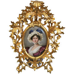 19th Century Berlin K.P.M Plaque Depicting a Portrait of a Young Lady