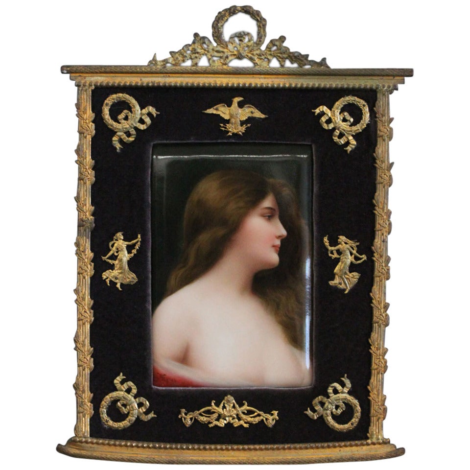 A Berlin Hand Painted Porcelain Plaque Depicting Erbluht (Blossoming Girl).