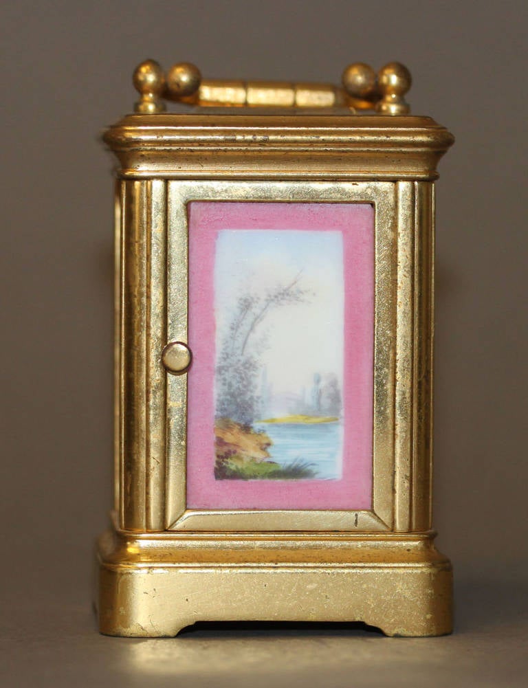 French miniature porcelain-mounted carriage clock For Sale at 1stDibs