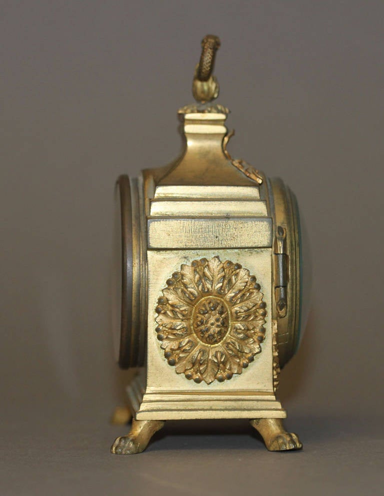 French A Late 19th Century Gilt-Bronze Miniature Carriage Clock