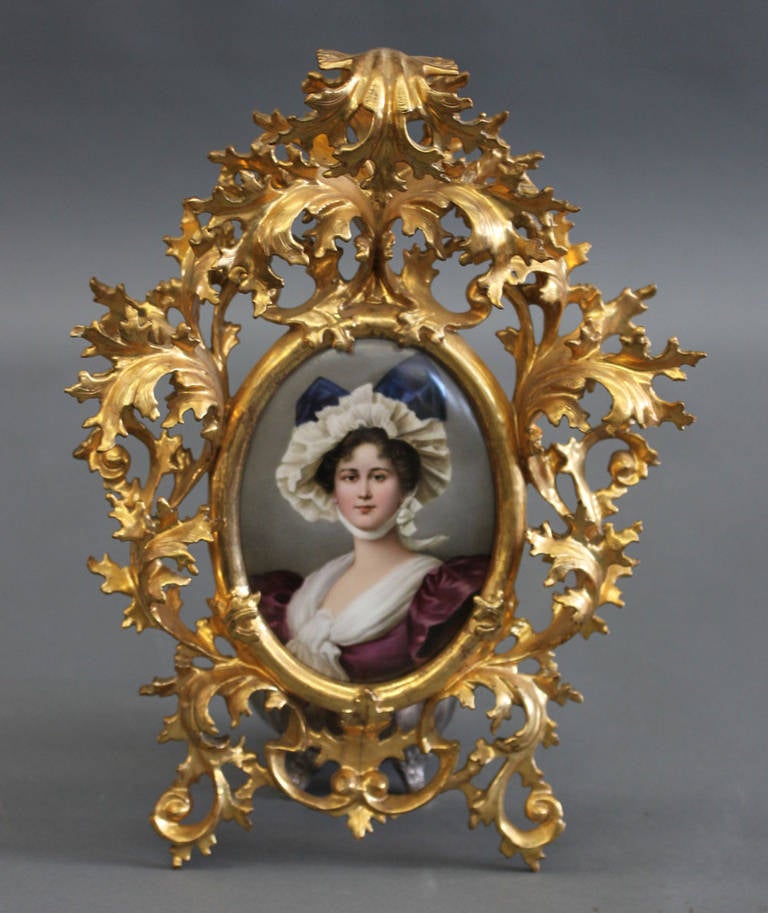 19th Century Berlin K.P.M Plaque Depicting a Portrait of a Young Lady