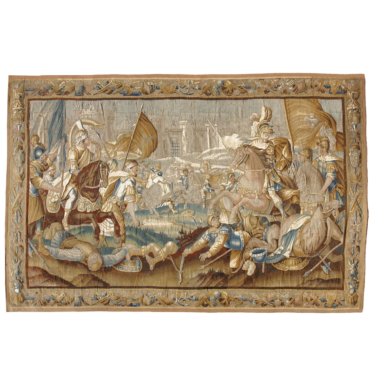 Large 17th Century Flemish Tapestry Titled "Battle over Jerusalem"