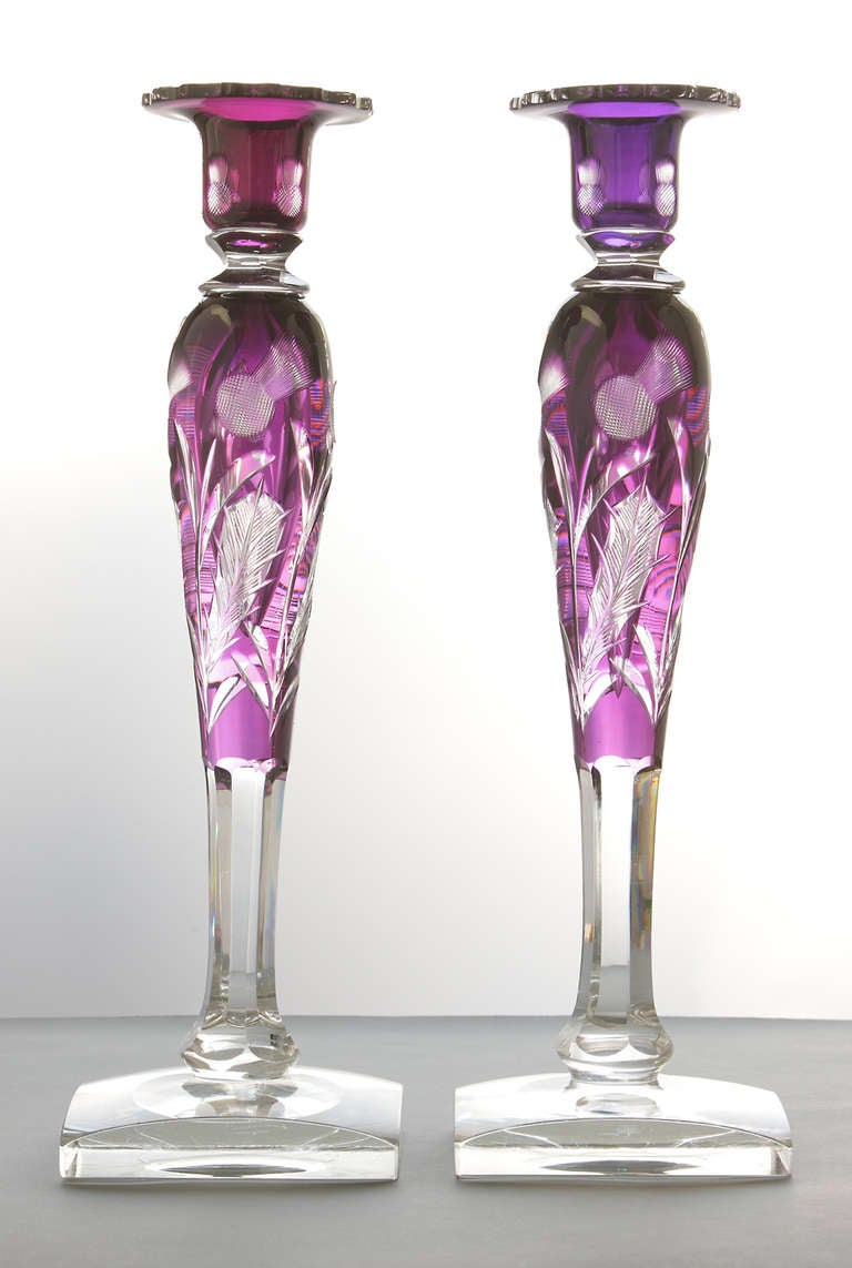 Steuben “Thistle” Amethyst Cut Crystal Dinner Service, 77 Pieces