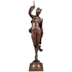 figure de "La Fortune" en bronze du 19ème siècle par Auguste Moreau-Vauthier