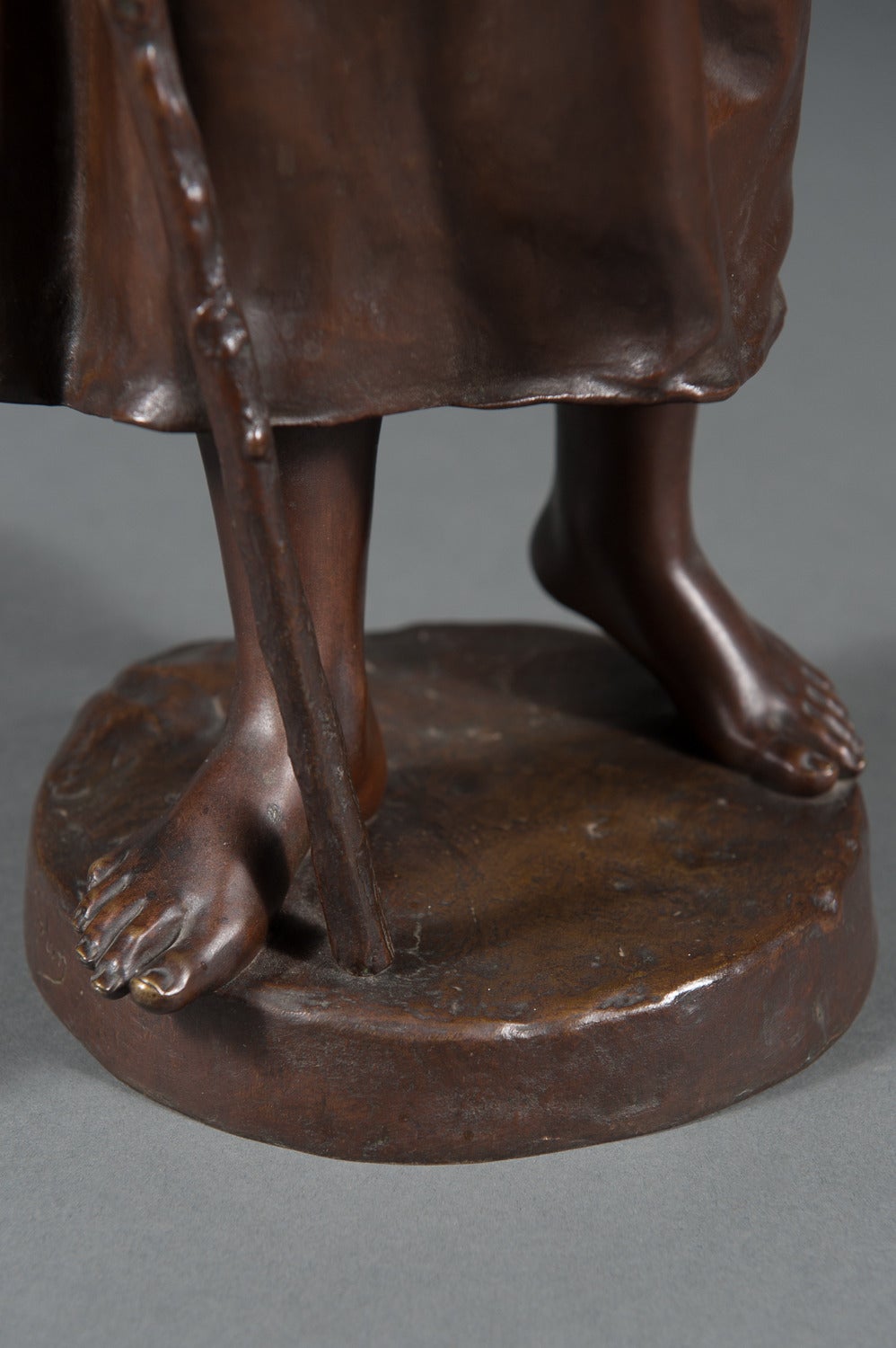 19th C. French Patinated Bronze of a Standing Peasant Women after Eug Marioton In Excellent Condition For Sale In Los Angeles, CA